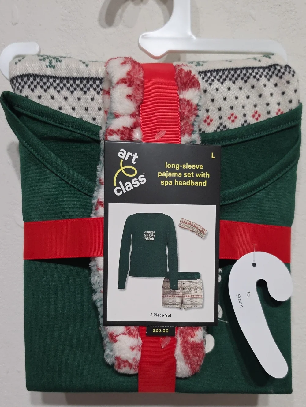 art class Green Long-Sleeve Pajama Set with Red & White Headband